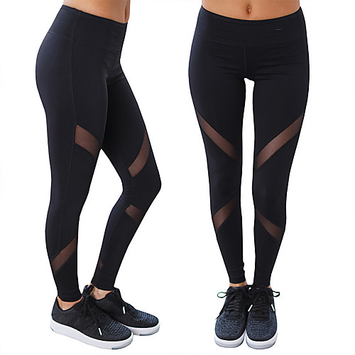 

Women's Yoga Pants Mesh Elastane Bottoms Activewear Moisture Wicking Butt Lift Stretchy