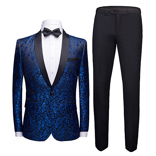 

Tuxedos Tailored Fit Shawl Collar Single Breasted One-button Polyester Jacquard