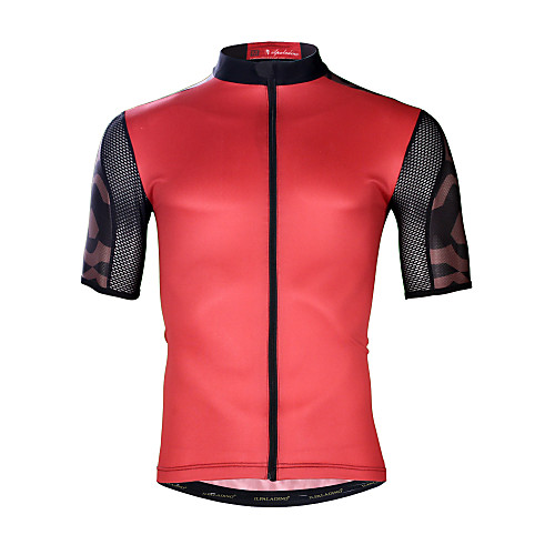 

ILPALADINO Men's Short Sleeve Cycling Jersey Elastane Red Patchwork Bike Top Mountain Bike MTB Road Bike Cycling UV Resistant Breathable Quick Dry Sports Clothing Apparel / Moisture Wicking