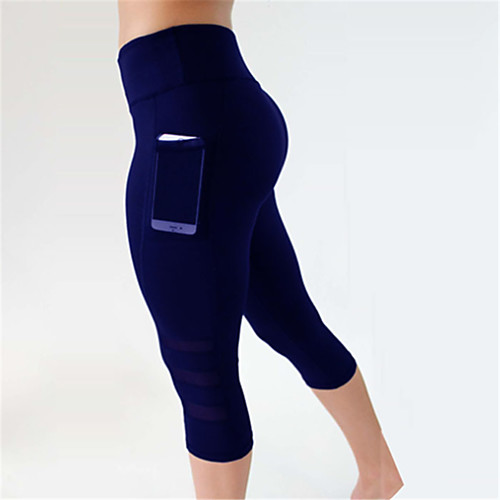 

Women's Yoga Pants Solid Color Mesh Running Fitness Gym Workout Tights Bottoms Activewear Breathable Moisture Wicking Sweat-wicking Butt Lift Stretchy Slim