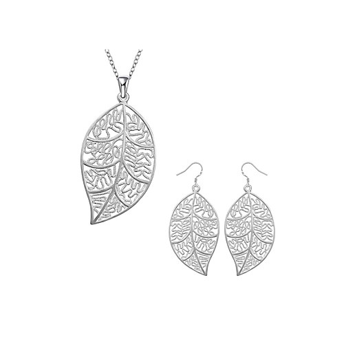 

Women's Drop Earrings Pendant Necklace Cut Out Leaf Stylish Classic Silver Plated Earrings Jewelry Silver For Daily Work 1 set