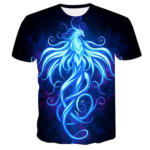 

Men's Plus Size 3D Graphic Print T-shirt Round Neck Black