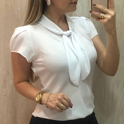 

Women's Blouse Solid Colored Tops White Black Wine