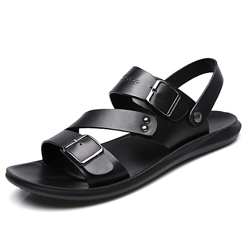 

Men's Sandals Comfort Shoes Gladiator Sandals Roman Sandals Casual Roman Shoes Daily Beach Walking Shoes Cowhide Breathable Black Brown Summer / Beading