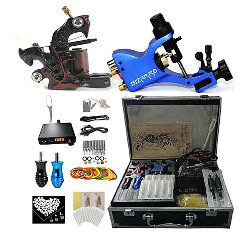 

BaseKey Professional Tattoo Kit Tattoo Machine - 2 pcs Tattoo Machines, Professional / New Aluminum Alloy 18 W 1 rotary machine liner & shader / 1 alloy machine liner & shader / Case Included