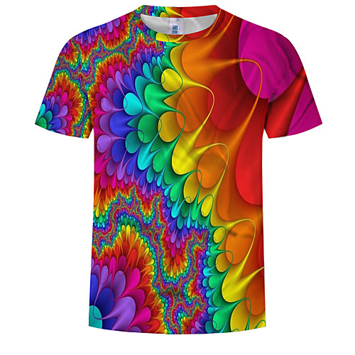 

Men's Abstract Graphic Print T-shirt Round Neck Rainbow
