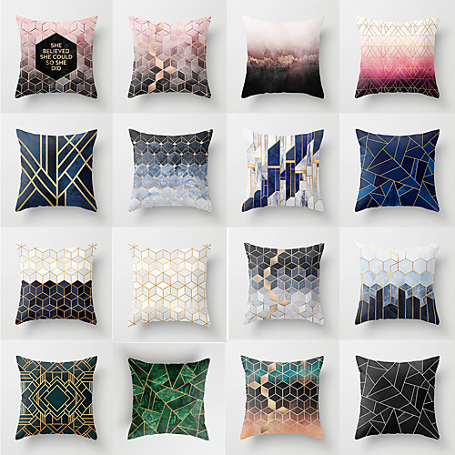 

1 pcs Polyester Pillow Cover, Geometic Fashion Square Traditional Classic