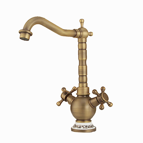 

Kitchen faucet - Two Handles One Hole Antique Copper Standard Spout Centerset Contemporary / Antique Kitchen Taps