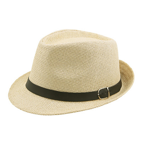 

Men's Active 1930s Linen Straw Straw Hat-Solid Colored Summer Brown Black Beige