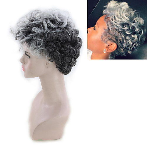 

Synthetic Wig Curly Asymmetrical Wig Ombre Short Ombre Grey Synthetic Hair 5 inch Women's Best Quality Gray Ombre