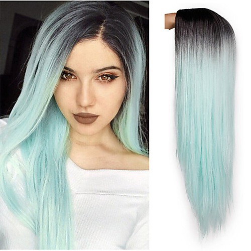 

Synthetic Wig Straight Jenner Pixie Cut Wig Ombre Long Mint Green Synthetic Hair 26 inch Women's Adjustable Heat Resistant Easy dressing Green Ombre