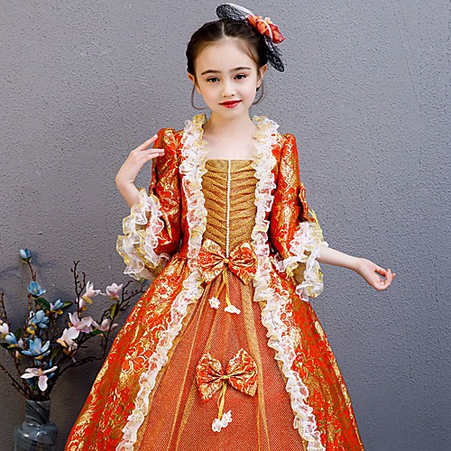 

Princess Maria Antonietta Rococo Victorian Medieval Vacation Dress Dress Outfits Costume Prom Dress Girls' Kid's Costume RedGolden Vintage Cosplay Party / Evening Birthday Party Birthday Long Length