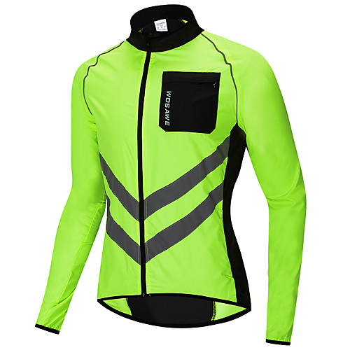 

WOSAWE Men's Windbreaker Cycling Jacket Wind Jacket Winter Woven Polyester Bike Jersey Raincoat Top Windproof Reflective Strips Back Pocket Sports Patchwork Black / Orange / Green Mountain Bike MTB