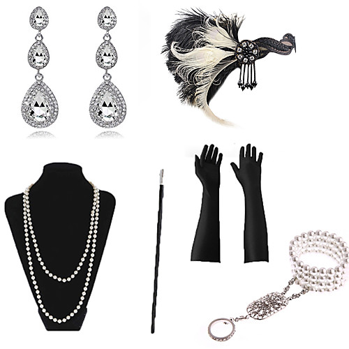 

Necklace Earrings Bracelet Costume Accessory Sets Gloves Necklace Retro Vintage 1920s The Great Gatsby Artificial feather For The Great Gatsby Cosplay Halloween Carnival Women's Costume Jewelry