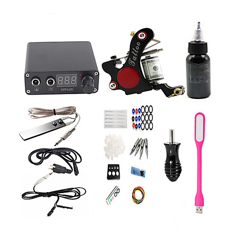 

BaseKey Tattoo Machine Starter Kit - 1 pcs Tattoo Machines with 1 x 30 ml tattoo inks, Professional, New LED power supply Case Not Included 18 W 1 alloy machine liner & shader