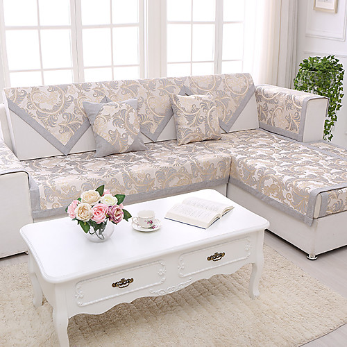 

Slipcover Sofa Cushion Quilted Cotton/ Luxury Golden & Slivery Floral Pattern
