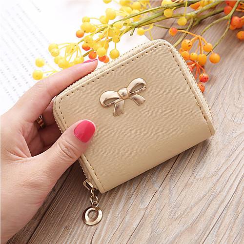 

Women's Bow(s) / Zipper PU Coin Purse Color Block Black / White / Blushing Pink / Fall & Winter