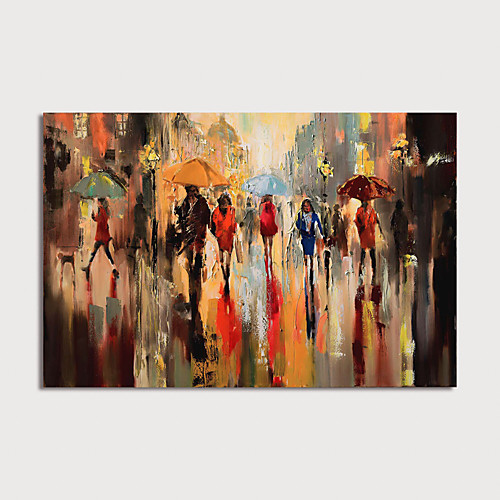 

Oil Painting Hand Painted - Abstract Landscape Modern Stretched Canvas
