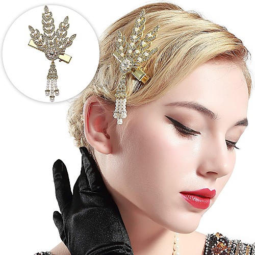 

Charleston Vintage 1920s The Great Gatsby Flapper Headband Women's Feather Costume White Vintage Cosplay Festival