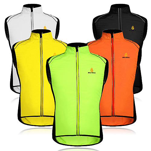 

WOSAWE Men's Sleeveless Cycling Vest Nylon Mesh Black / Yellow White Black Patchwork Bike Windproof Breathable Sports Patchwork Mountain Bike MTB Road Bike Cycling Clothing Apparel