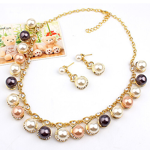 

Women's Drop Earrings Choker Necklace Collar Necklace Classic Classic Fashion Imitation Pearl Rhinestone Gold Plated Earrings Jewelry Rainbow For Wedding Party Street 1 set