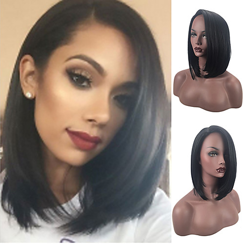 

Synthetic Wig Straight Matte Minaj Pixie Cut Short Bob Wig Short Natural Black Synthetic Hair 14 inch Women's Adjustable Heat Resistant Easy dressing Black