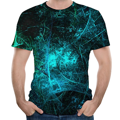 

Men's Plus Size Abstract Graphic Print T-shirt Daily Round Neck Purple / Orange / Royal Blue / Summer / Short Sleeve