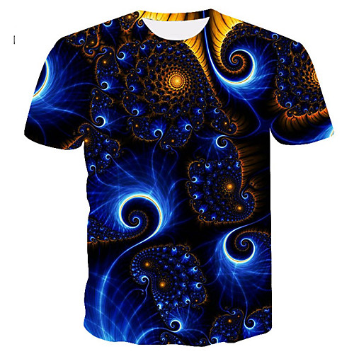 

Men's Plus Size Galaxy 3D Print T-shirt Round Neck Rainbow