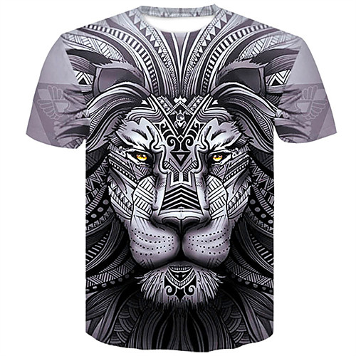 

Men's T shirt Graphic 3D Animal Plus Size Tops Gray