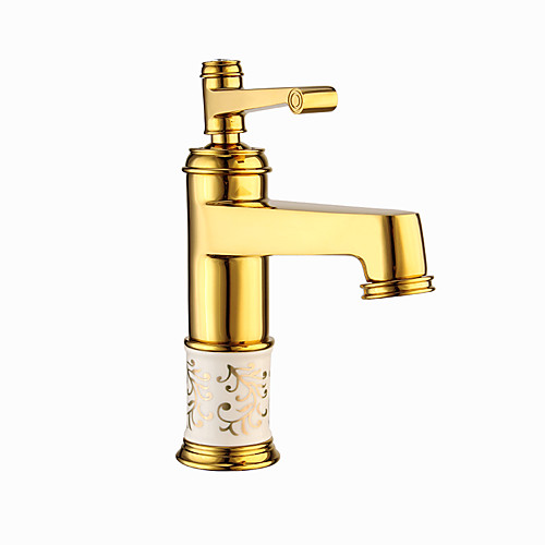 

Bathroom Sink Faucet - Widespread Gold / Electroplated Centerset Single Handle One HoleBath Taps