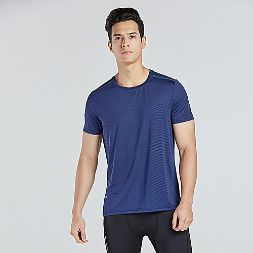 

Men's Hiking Tee shirt Short Sleeve Crew Neck Tee Tshirt Top Outdoor Breathable Quick Dry Stretchy Sweat wicking Spring Summer POLY Spandex Solid Color Black Grey Dark Blue Camping / Hiking Hunting