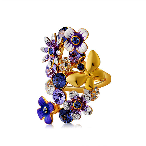 

Women's Statement Ring Ring Crystal 1pc Gold Gold Plated Imitation Diamond Alloy Statement Artistic Unique Design Party Holiday Jewelry Flower Butterfly Cool