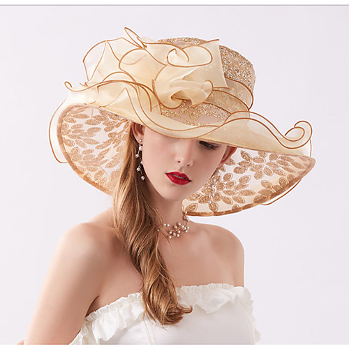 

Women's Party Active Cute Chiffon Lace Floppy Hat Sun Hat-Floral All Seasons Beige Gray Khaki