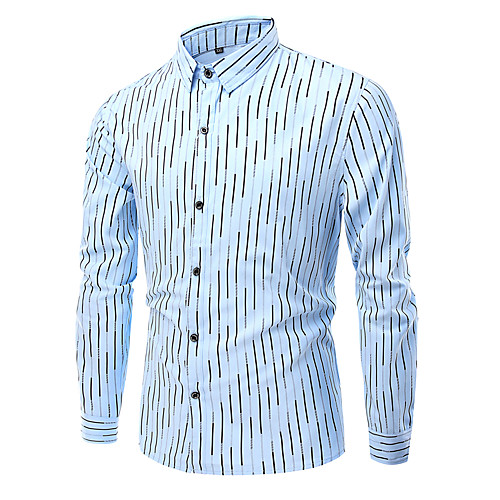 

Men's Shirt Striped Print Tops White Royal Blue Light Blue