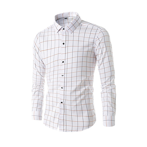 

Men's Shirt Houndstooth Check Geometric Plus Size Tops White Blue Navy Blue