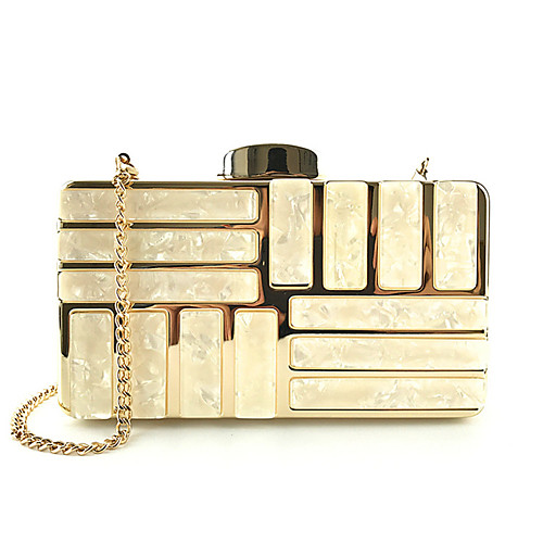 

Women's Chain Acrylic Evening Bag 2020 Color Block Wine / White / Black