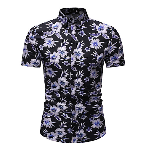 

Men's Shirt Graphic Floral Print Short Sleeve Athleisure Tops Basic Streetwear Rainbow