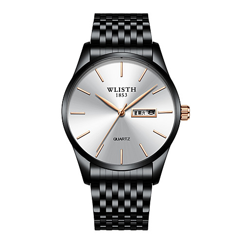 

WLISTH Men's Steel Band Watches Analog Quartz Modern Style Stylish Minimalist Water Resistant / Waterproof Calendar / date / day Casual Watch / One Year / Stainless Steel