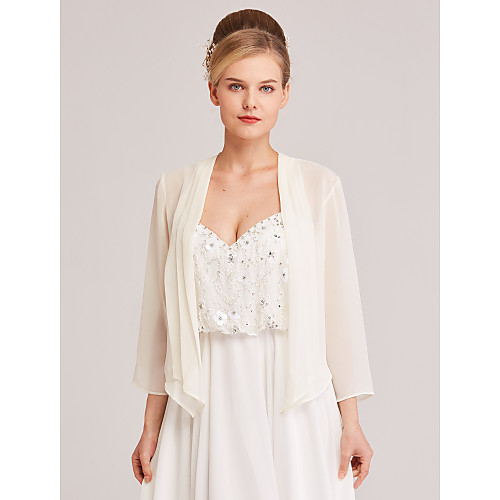 

Long Sleeve Shrugs Chiffon Wedding / Party / Evening Women's Wrap With Solid