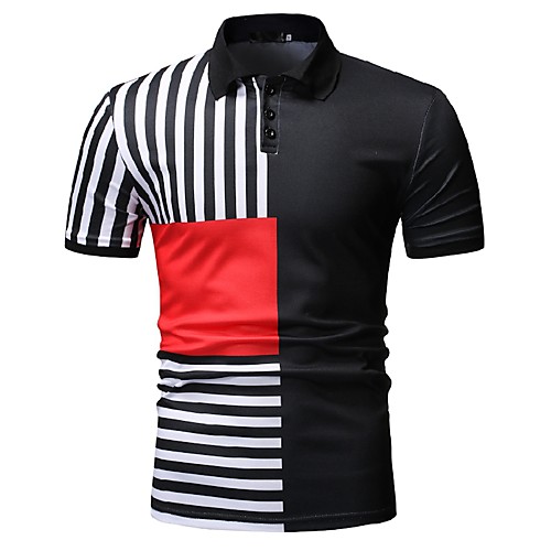 

Men's Polo Color Block Short Sleeve Daily Tops White Black