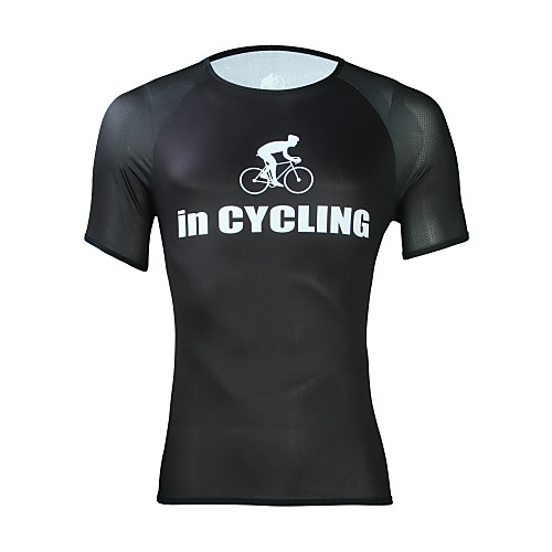 

ILPALADINO Men's Short Sleeve Cycling Jersey Elastane Black Bike Jersey Top Road Bike Cycling UV Resistant Quick Dry Moisture Wicking Sports Clothing Apparel