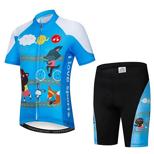 

Boys' Girls' Short Sleeve Cycling Jersey with Shorts - Kid's Black Black / Red Black / Blue Cartoon Bike Clothing Suit Breathable Moisture Wicking Quick Dry Sports Cartoon Mountain Bike MTB Road Bike