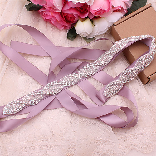 

Satin / Tulle Wedding / Party / Evening Sash With Belt / Crystals / Rhinestones Women's Sashes