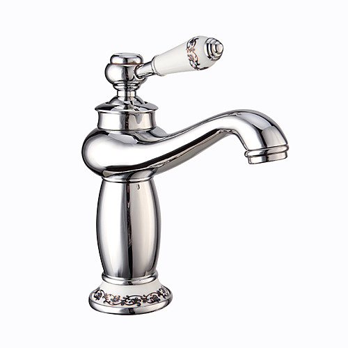 

Bathroom Sink Faucet - Single Gold / Electroplated / Rose Gold Centerset Single Handle One HoleBath Taps