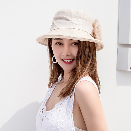 

Women's Active Basic Cute Mesh Bucket Hat Sun Hat-Floral Solid Colored Spring Summer Wine Purple Blushing Pink