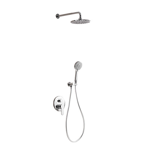 

Shower Faucet Set - Rainfall Chrome Wall Mounted Ceramic Valve Bath Shower Mixer Taps / Brass / Single Handle One Hole