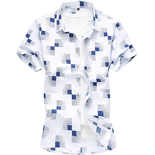 

Men's Plus Size Check Shirt White / Navy Blue / Light Blue