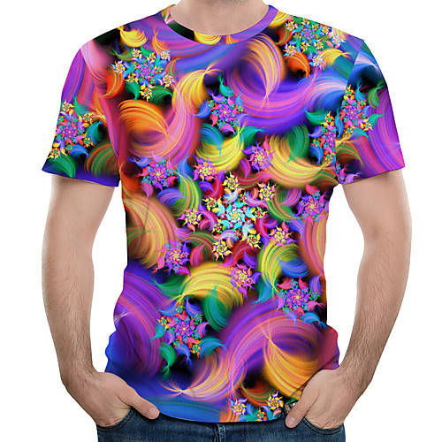 

Men's Abstract Graphic Print T-shirt Round Neck Rainbow