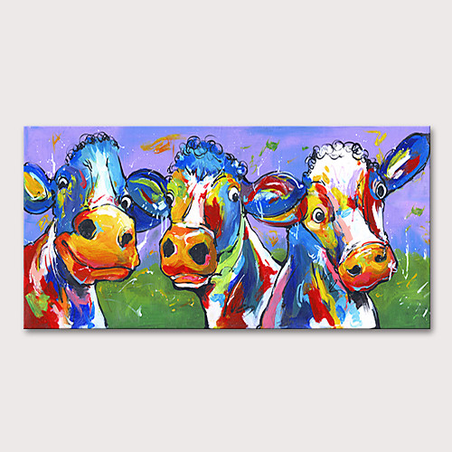 

Oil Painting Hand Painted Horizontal Animals Pop Art Modern Stretched Canvas
