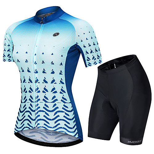 

Nuckily Women's Short Sleeve Cycling Jersey with Shorts Blue Gradient Bike Clothing Suit Breathable Sports Polyester Spandex Geometric Mountain Bike MTB Road Bike Cycling Clothing Apparel